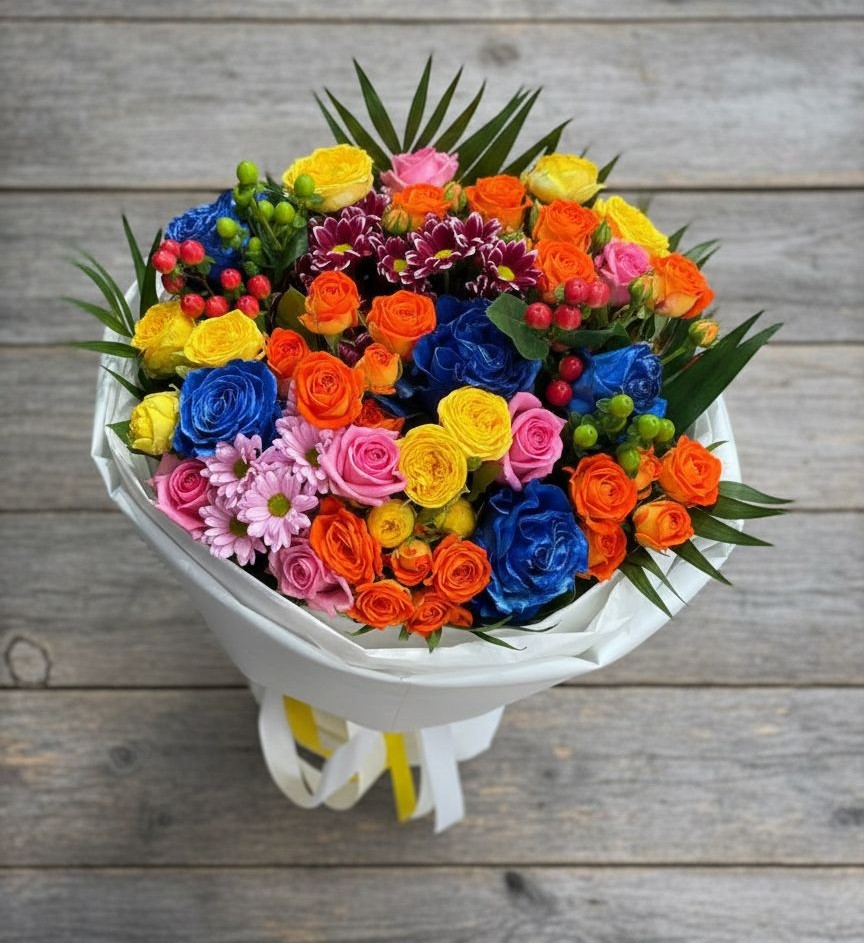 Букет цветов из: Розы и Хризантемы в Курсаково