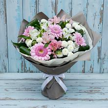 Букет цветов из:  Герберы, Альстромерии и Хризантемы #REPLACE_PRED# Курсаково