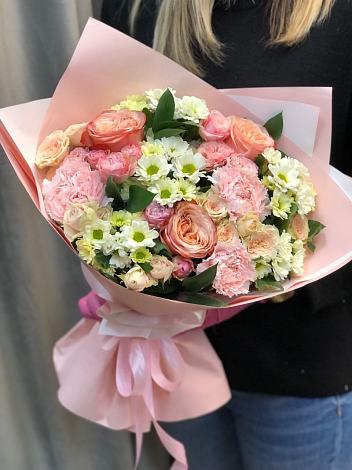 Букет цветов из: Гвоздики, Розы и Хризантемы в Курсаково