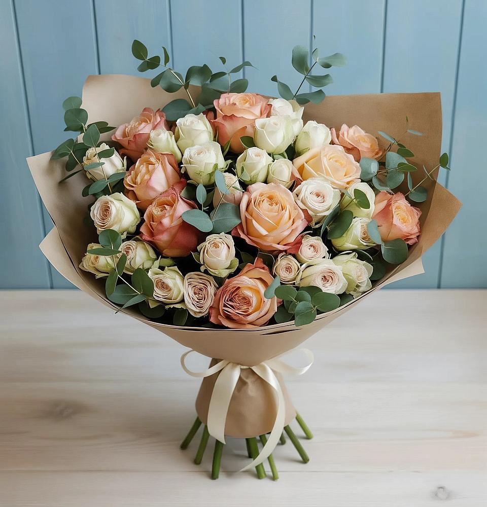 Букет цветов из: Альстромерии и Розы в Курсаково