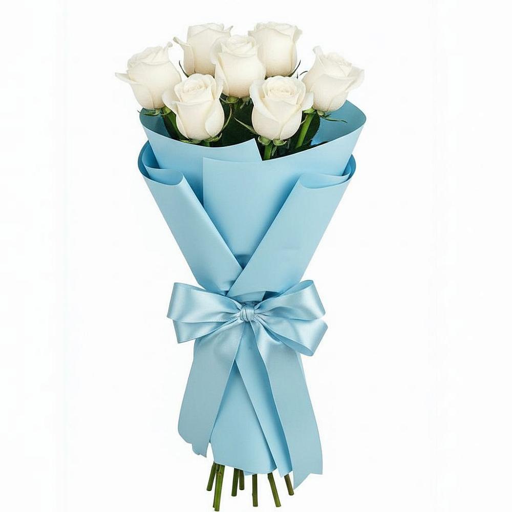 Букет 7 белых роз Проуд в Курсаково