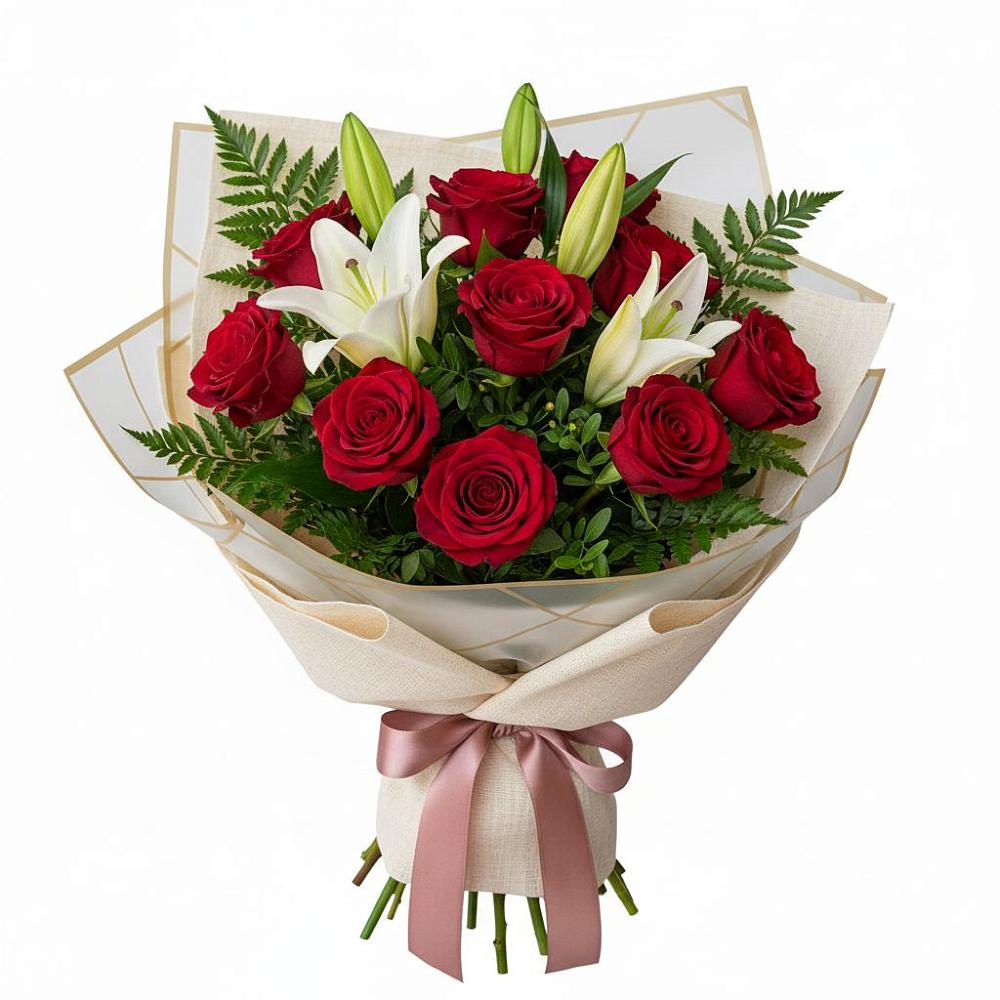 Букет цветов из: Лилии и Розы в Курсаково