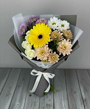 Букет цветов из:  Розы, Герберы и Хризантемы в Курсаково