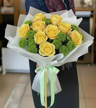 Букет цветов из:  Хризантемы и Розы в Курсаково