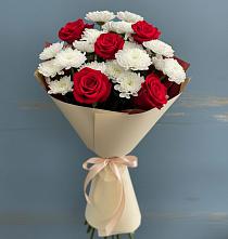 Букет цветов из:  Розы и Хризантемы в Курсаково