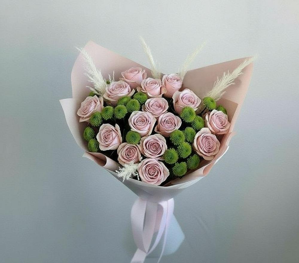 Букет цветов из: Розы и Хризантемы в Курсаково