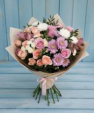 Букет цветов из:  Хризантемы, Розы и Альстромерии в Курсаково