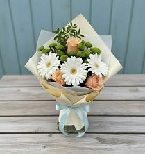 Букет цветов из:  Герберы, Розы и Хризантемы в Курсаково