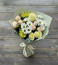 Букет цветов из:  Альстромерии, Розы и Хризантемы в Курсаково