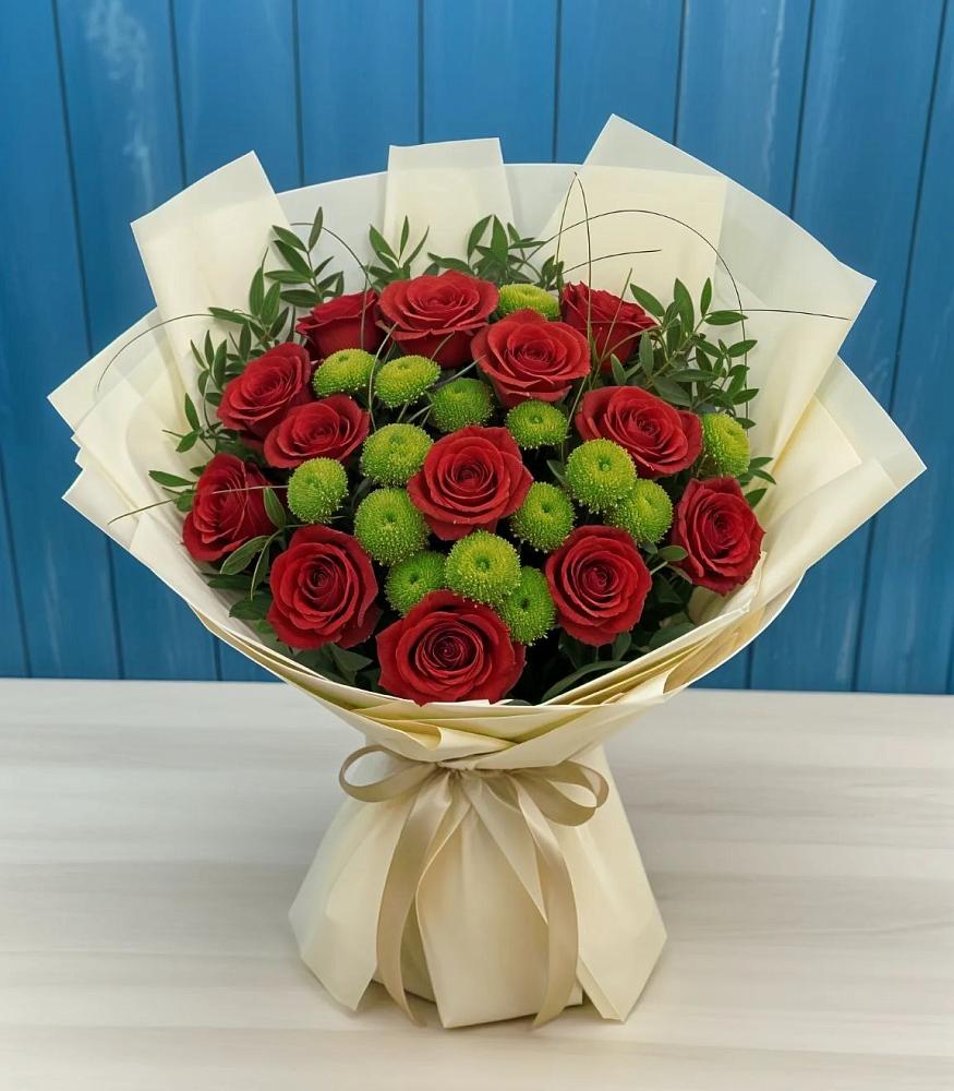 Букет цветов из: Розы и Хризантемы в Курсаково