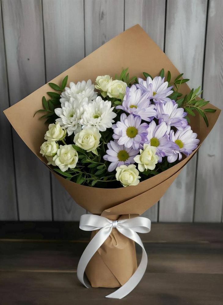 Букет цветов из: Хризантемы и Розы в Курсаково